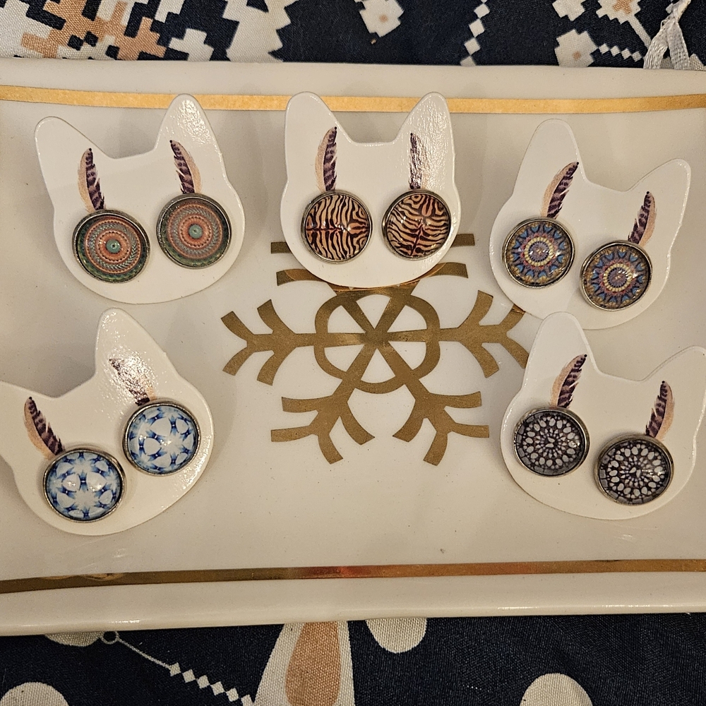 Assorted Patterned Button Earrings